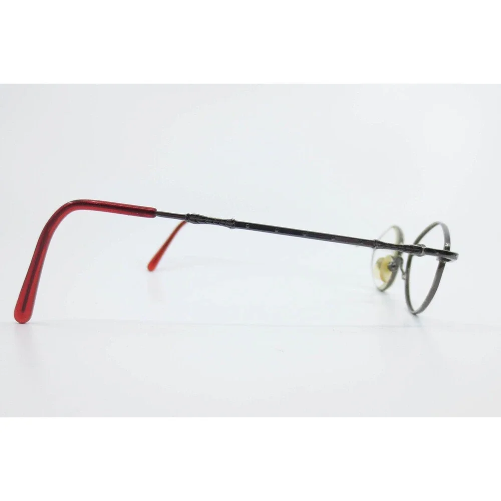 Nicole Miller Serena Dark Wine Oval Metal Eyeglass Frames 135mm Bamboo Temple